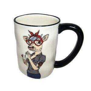 Signature Housewares Inc | Kitchen | Signature Housewares 6oz Coffee Mug  Hipster Cow Girl W Milk Shake Latte White | Poshmark